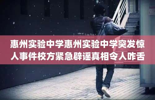 惠州实验中学惠州实验中学突发惊人事件校方紧急辟谣真相令人咋舌